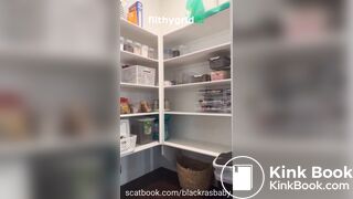 Panty poop while cleaning