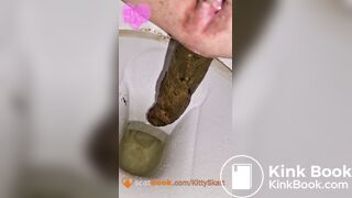 Hard Shitting in toilet - video 2
