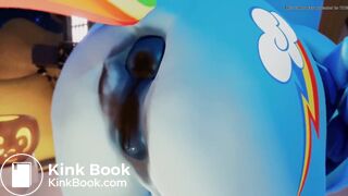 Rainbow Dash shitting in a pumpkin