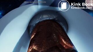 Rainbow Dash shitting in a pumpkin