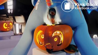 Rainbow Dash shitting in a pumpkin