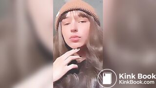 Girl pooping into bowl