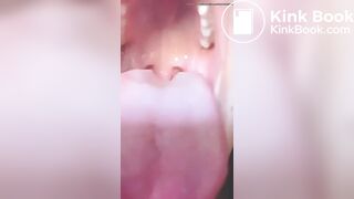 Girl pooping into bowl