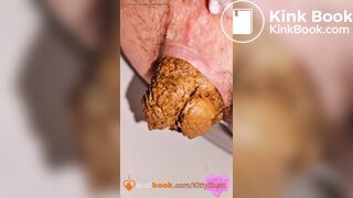Standing poop and piss on toilet - video 3