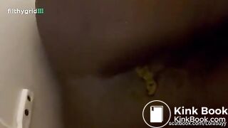 Ebony girl pooping on toilet - video 12