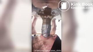 Lucky human toilet swallow shit and piss