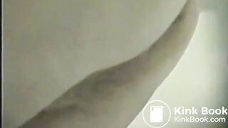 Moaning lady spreads her ass to take a huge sticky poop