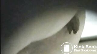 Moaning lady spreads her ass to take a huge sticky poop