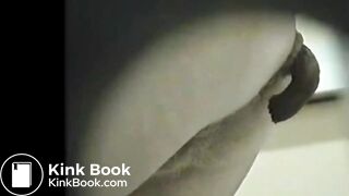 Moaning lady spreads her ass to take a huge sticky poop