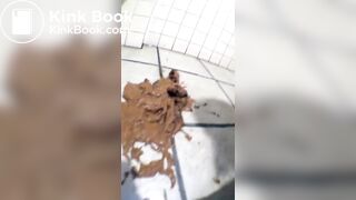 Skinny Japanese shits on the floor of public restrooms