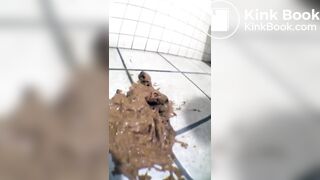 Skinny Japanese shits on the floor of public restrooms