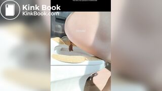 A plump buttock defecating on the toilet.