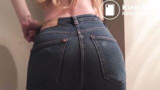 girl unloaded in her blue jeans