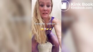 Hot blonde shits in toilet