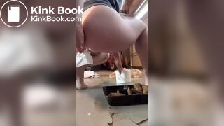 Hot chick shits in container