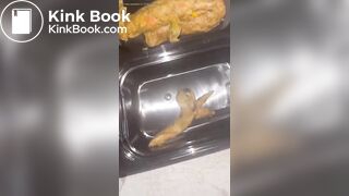 Hot chick shits in container