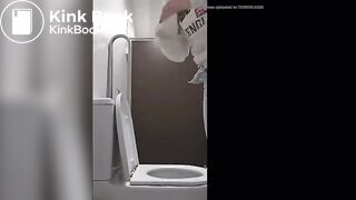 girl poops in the toilet and on the toilet seat