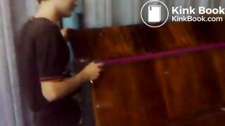 Naughty guy shits into the piano