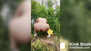 Pooping and urinating in the woods of the park