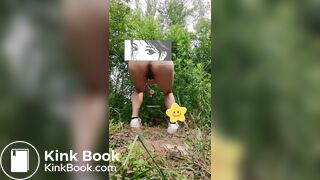 Pooping and urinating in the woods of the park