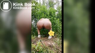 Pooping and urinating in the woods of the park