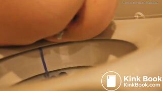 She poops in the toilet