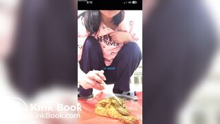 Asian feeding you stinky shit with chopsticks