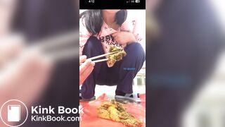 Asian feeding you stinky shit with chopsticks