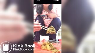Asian feeding you stinky shit with chopsticks