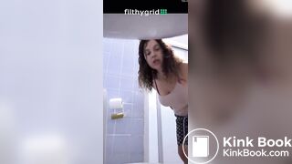 Dirty woman pooping on toilet - video 3