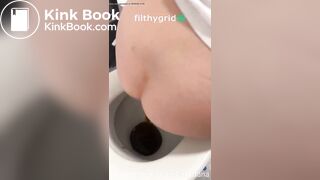 Woman pooping on toilet - video 3