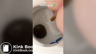 Woman pooping on toilet - video 3