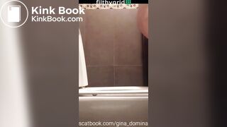 Dirty woman pooping on toilet