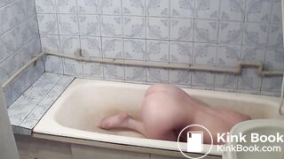 Girl take enema in bathroom