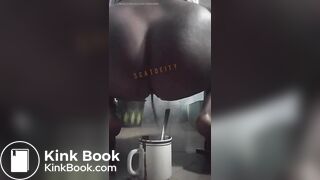 girl having diarrhea in a cup