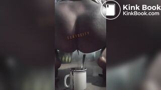 girl having diarrhea in a cup