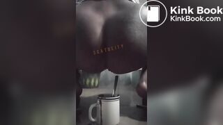 girl having diarrhea in a cup