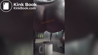 girl having diarrhea in a cup