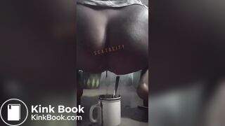 girl having diarrhea in a cup
