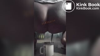 girl having diarrhea in a cup