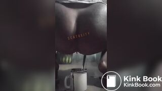 girl having diarrhea in a cup