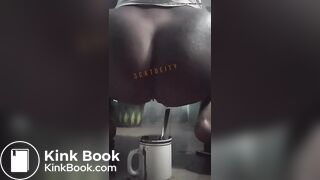 girl having diarrhea in a cup