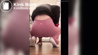 Blackras poops her purple lululemon leggings