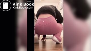 Blackras poops her purple lululemon leggings