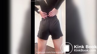 Blackras poops her lululemon shorts