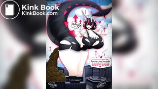 Giant maid takes a dump on building