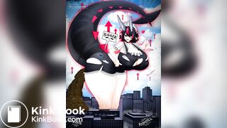 Giant maid takes a dump on building