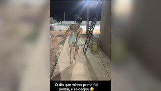 Latin girl shit her pants while fart