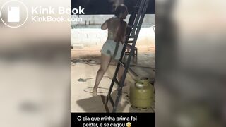 Latin girl shit her pants while fart