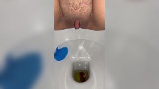Hot brunette poop in toilet